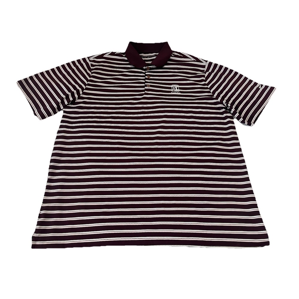 Nike Golf TPC Scottsdale Maroon Striped Performance Golf Polo Mens XL Dri-Fit